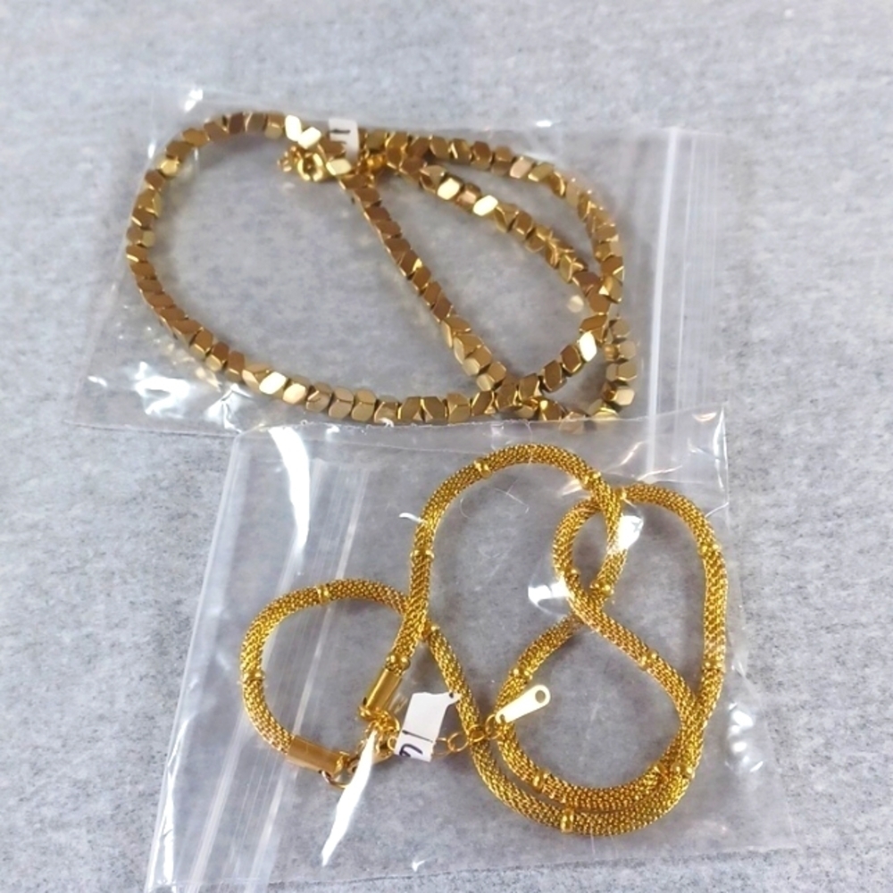 NWT ..... 2 ... 18k Gold Plated Stainless Steel Necklaces